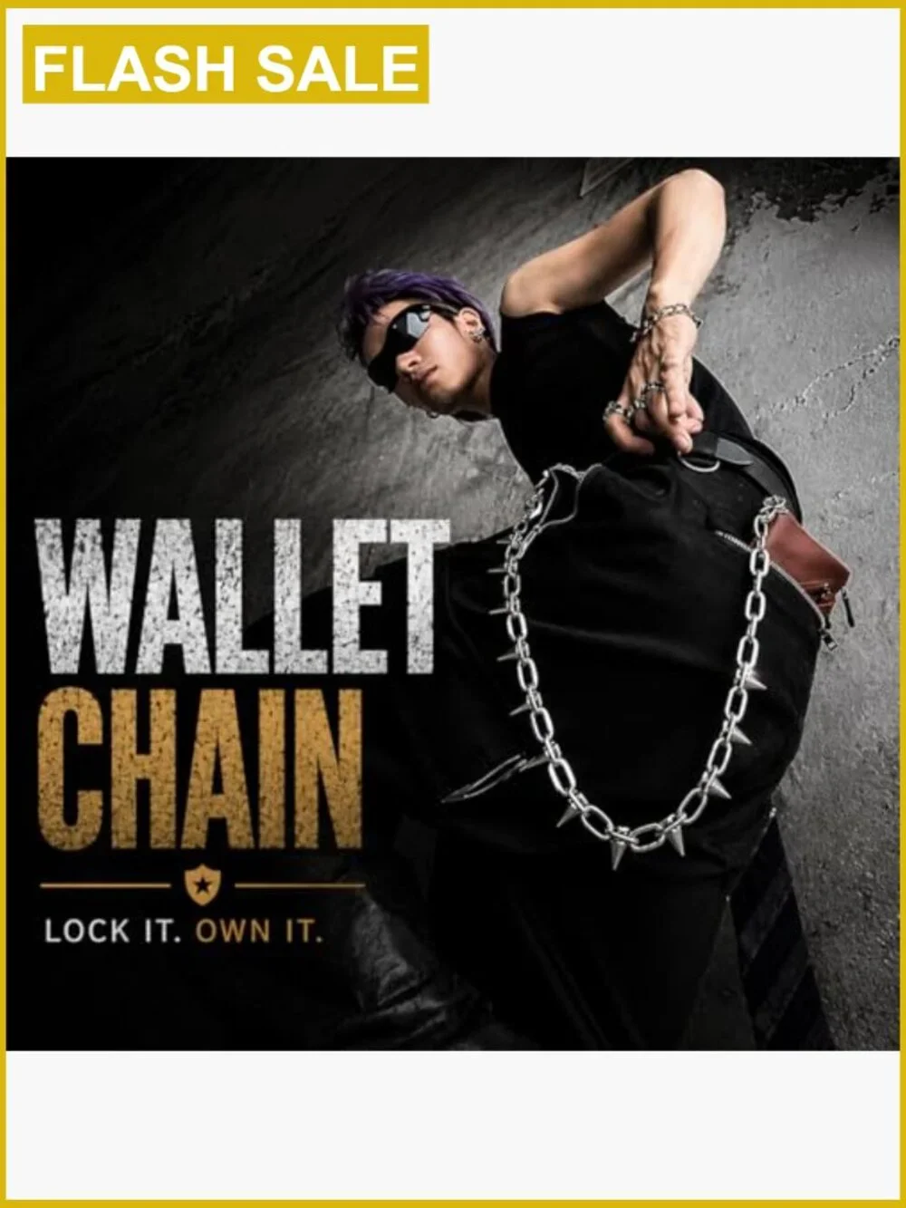 23.6in Spiked Wallet Chain Punk Gothic Heavy Duty Keychain